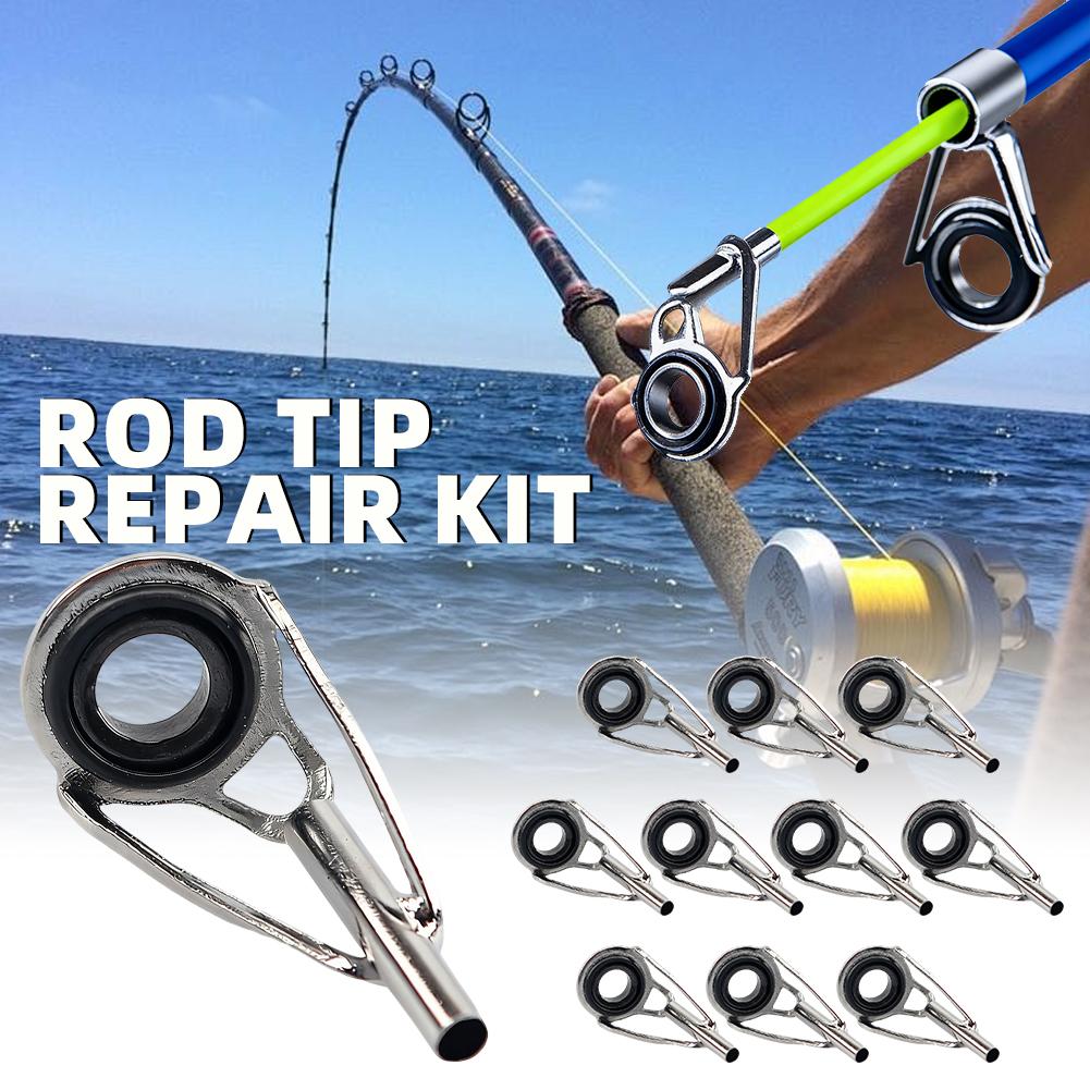 Fishing Rod Guide Replacement - ロッドティップ修理キット 10個入り 釣り竿ティップ交換セット 5サイズ ポールティップ修理キット 海釣り竿