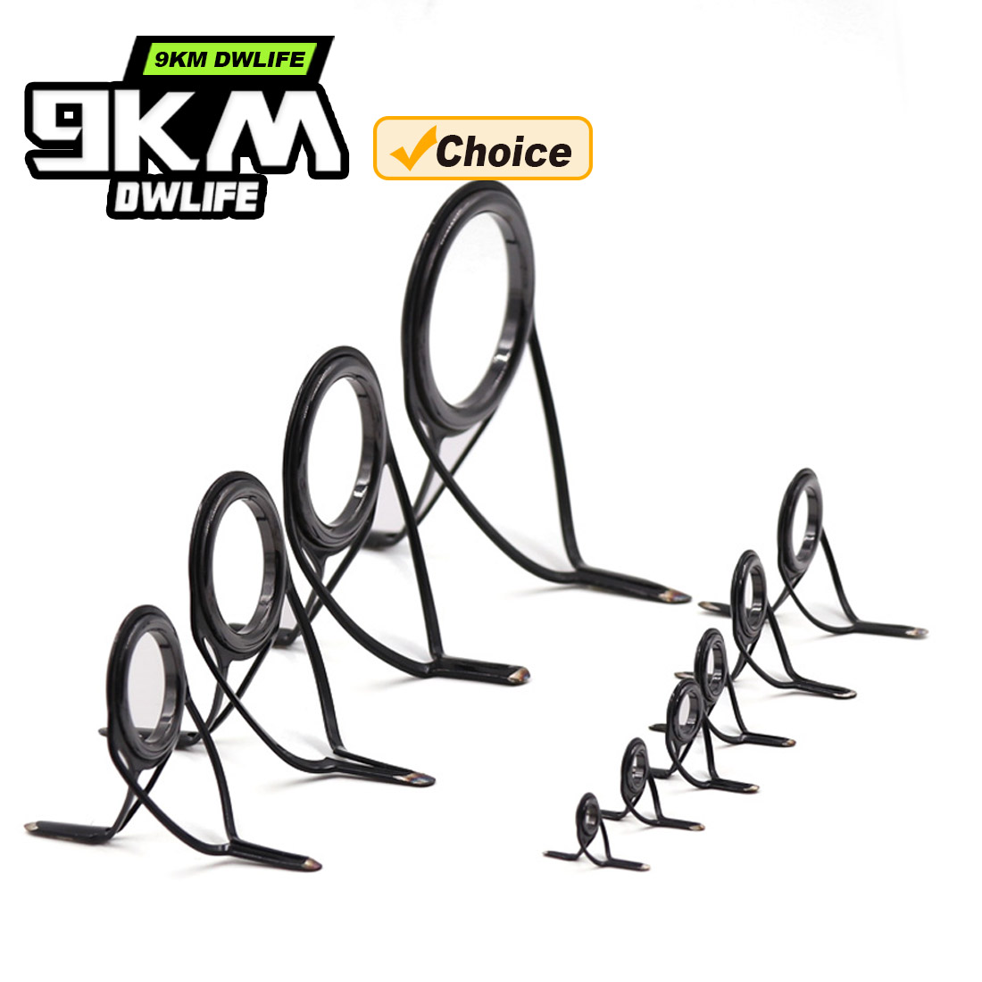 Fishing Rod Guide Replacement - 9KM OB カーブドロッドガイドキット 10個入り ダブルフット フィッシング