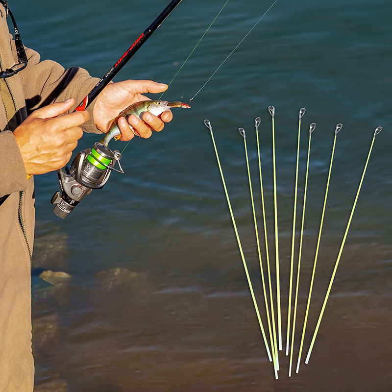 Fishing Rod Guide Replacement - 5 個 42 センチメートルボート/ラフトロッドチップスペアテールグラスファイバー修理交換釣竿チップトップリング付き釣り具アクセサリー