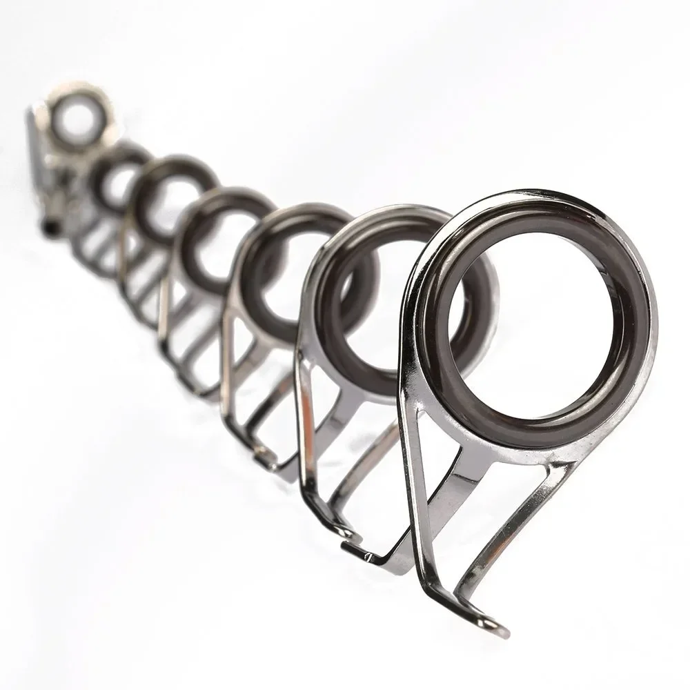 Fishing Rod Guide Replacement - 7 ピース/セット釣具ステンレス鋼修理キットセット釣竿ガイドリング先端釣竿サークルリングアイガイドワイヤーループ