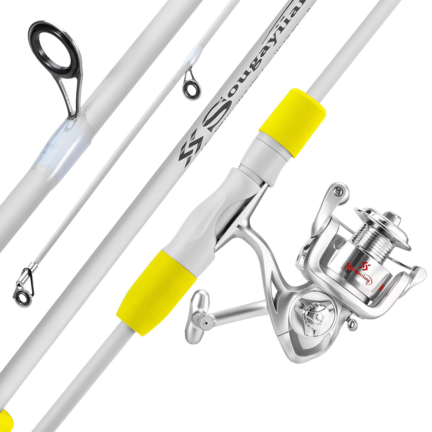 Fishing Rod Carbon Fiber - ソウゲイラン 2セクション スピニングフィッシングロッドとフィッシングリールコンボ 1.8/2.1m カーボンファイバーフィッシングポール 5.2:1
