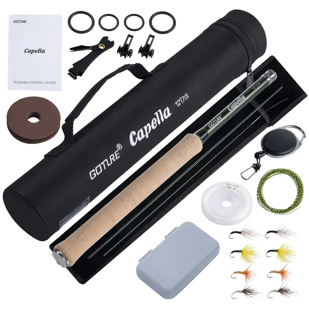Fishing Rod Carbon Fiber - Goture 12FT クラシックテンカラフライフィッシングロッドコンボ 超軽量ポータブルIM8カーボンファイバートラウトロッド フライ、ライン、ルアーセット付き