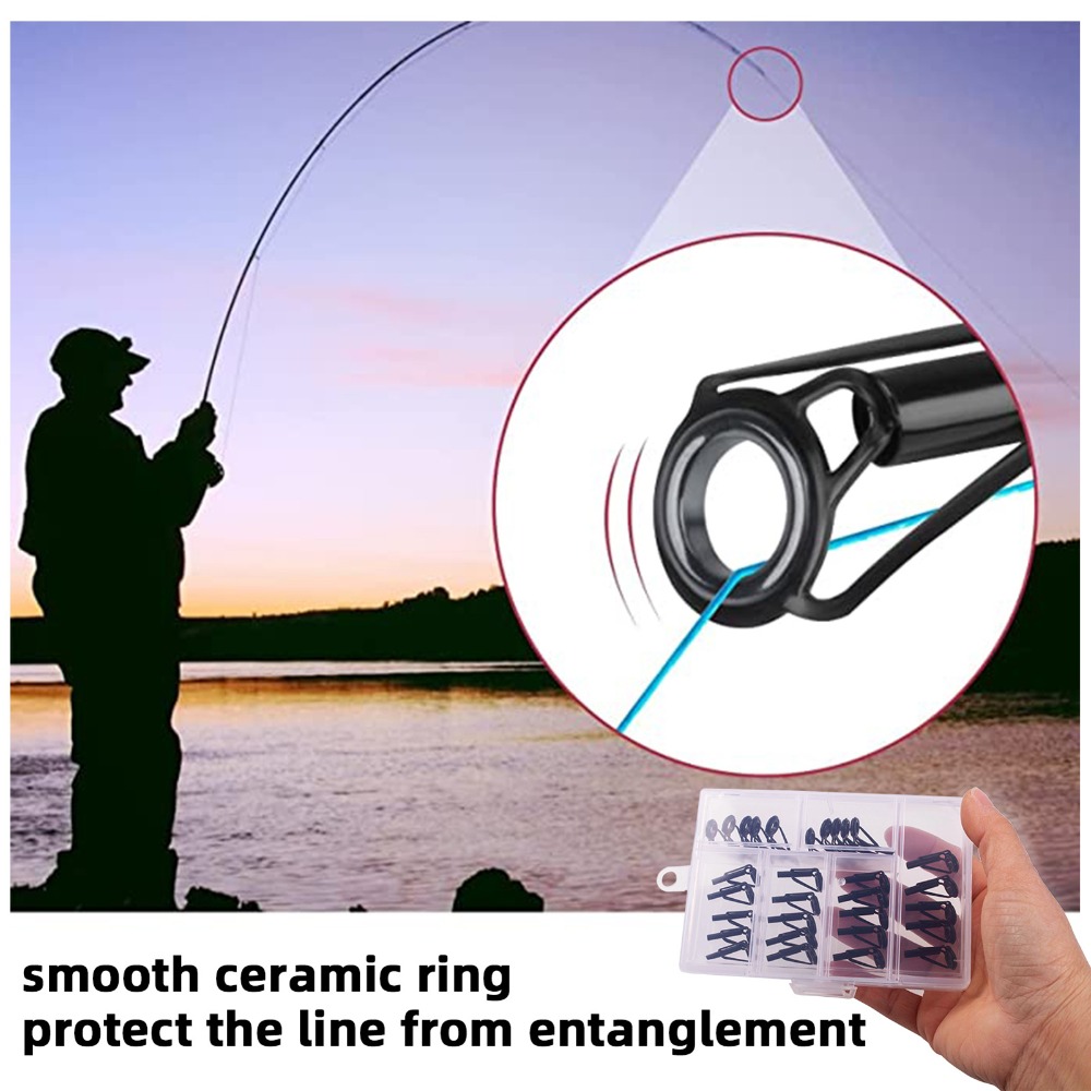 30個入りステンレス製釣り竿先端修理キット、複数サイズ対応、 - Fishing Rod Guide Replacement のレビューと価格