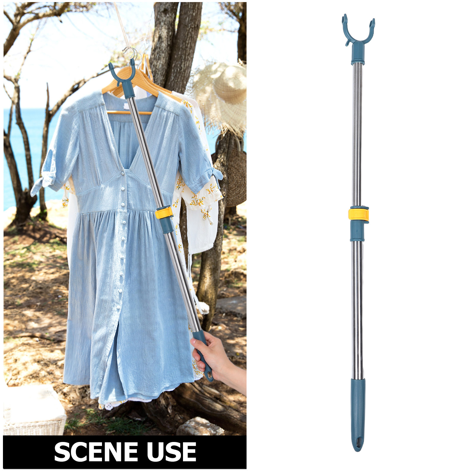 伸縮式ステンレス製衣類乾燥用ポール、調節可能なクローゼットポ - Fishing Rod Telescopic のレビューと価格