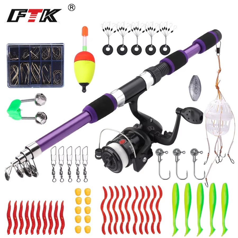 FTK 1.8M ポータブルスピニングフィッシングロッドリー - Fishing Rod Carbon Fiber のレビューと価格